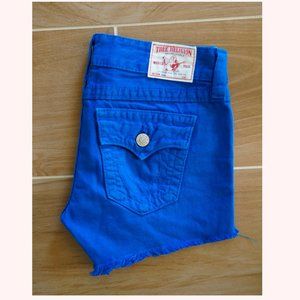 True Religion Keira Blue Cut off Shorts size 28